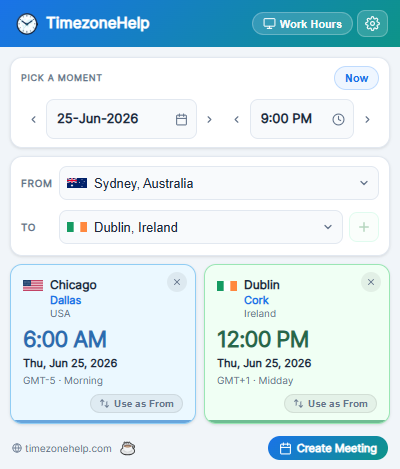 TimezoneHelp extension - timezone converter
